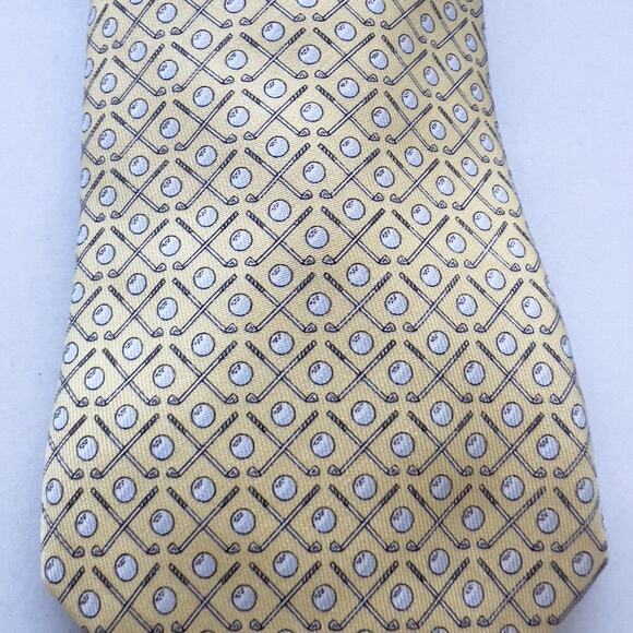Vineyard Vines Tie Silk Gold Club Balls Yellow Silk USA - Picture 2 of 6